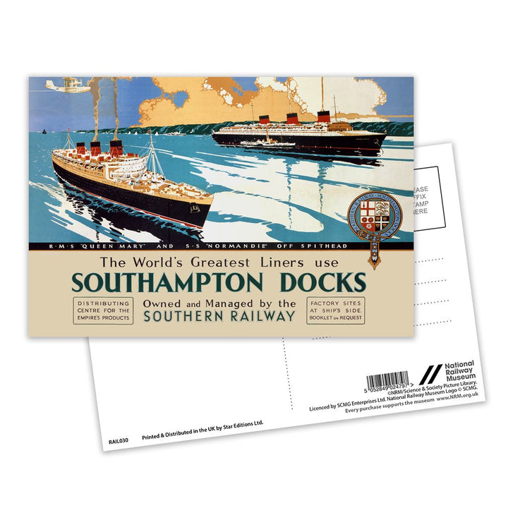 Southampton Docks - Queen Mary and Normandie Postcard Pack of 8