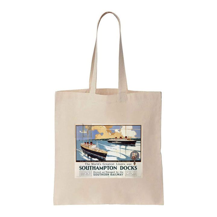 Southampton Docks - Queen Mary and Normandie - Canvas Tote Bag