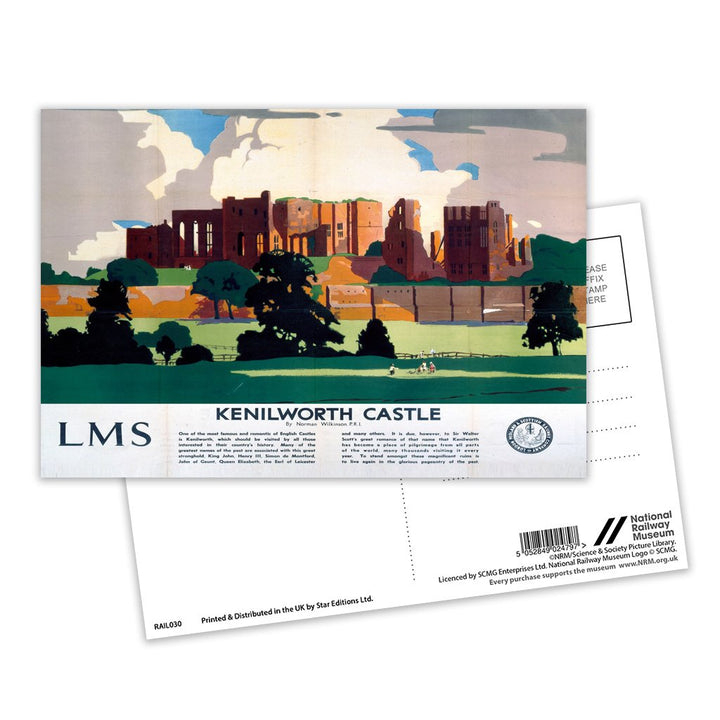 Kenilworth Castle LMS Postcard Pack of 8