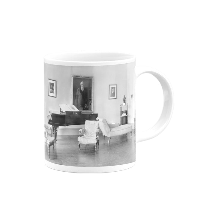 Black and White Piano and Armchairs Mug