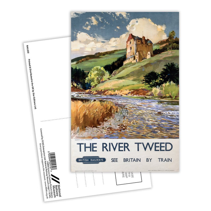 The River Tweed, Neidpath Castle, Peeblesshire Postcard Pack of 8