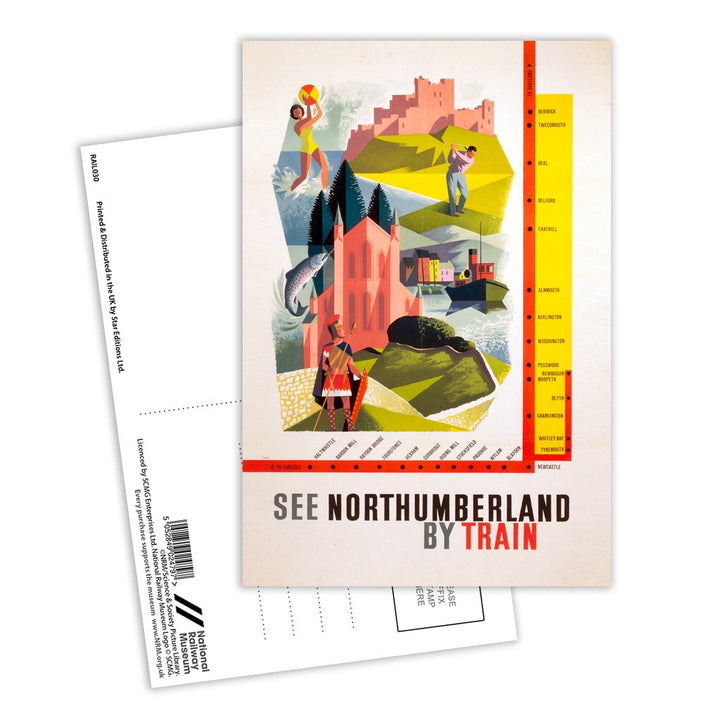 See Northumberland by Train Postcard Pack of 8