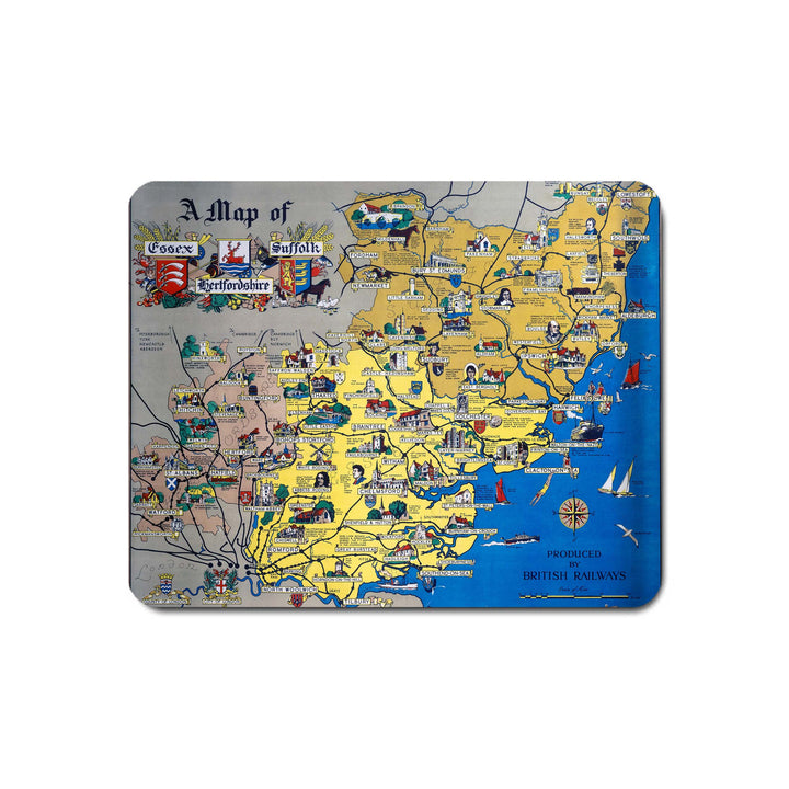 A Map of Essex, Suffolk, Hertfordshire - Mouse Mat