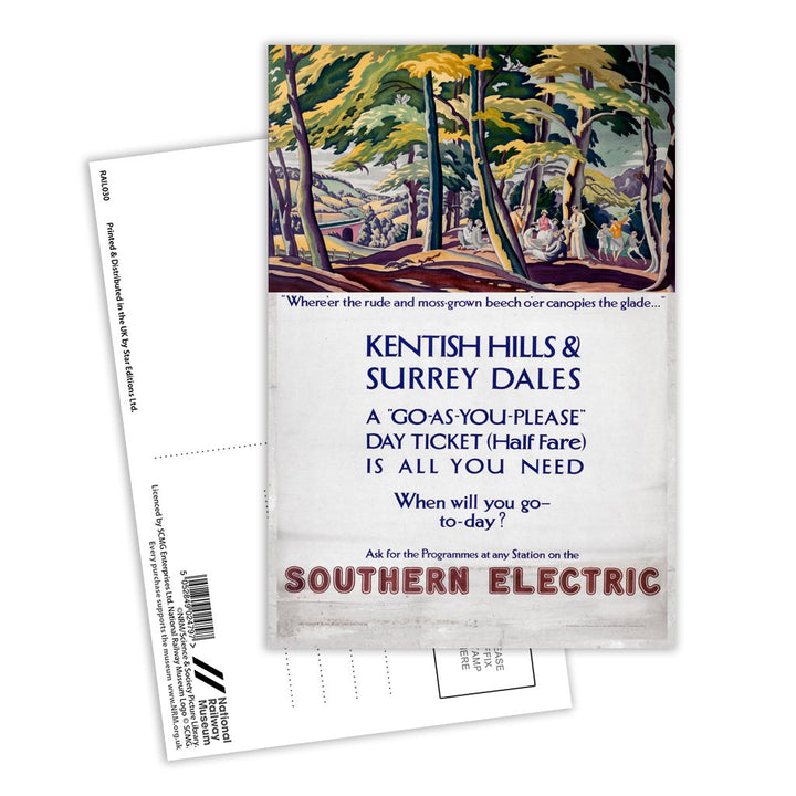 Kentish Hills and Surrey Dales Southern Electric Postcard Pack of 8