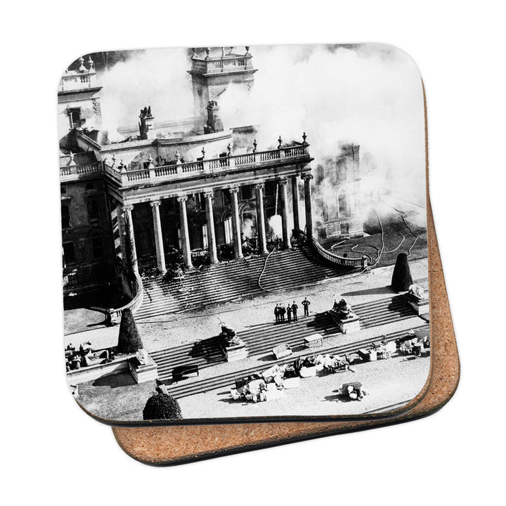 Building on fire, Black and White Coaster