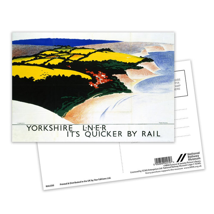 Yorkshire, Quicker By Rail Postcard Pack of 8