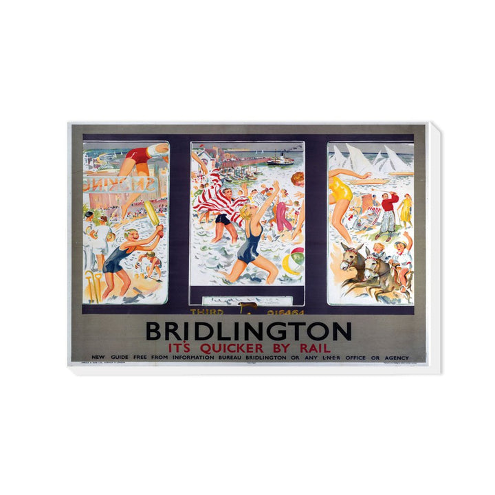 Bridlington Busy Beach - It's Quicker By Rail - Canvas