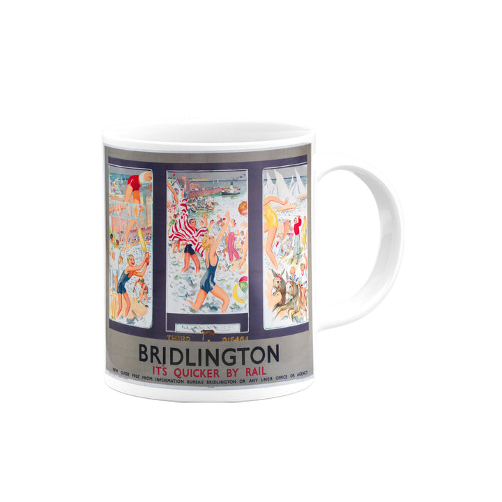 Bridlington Busy Beach - It's Quicker By Rail Mug