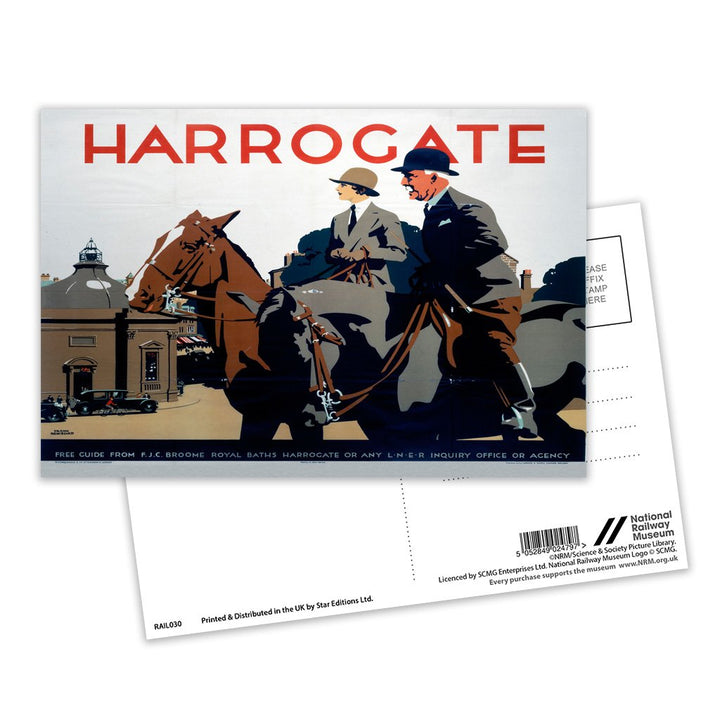 Harrogate, Couple on Horses Postcard Pack of 8