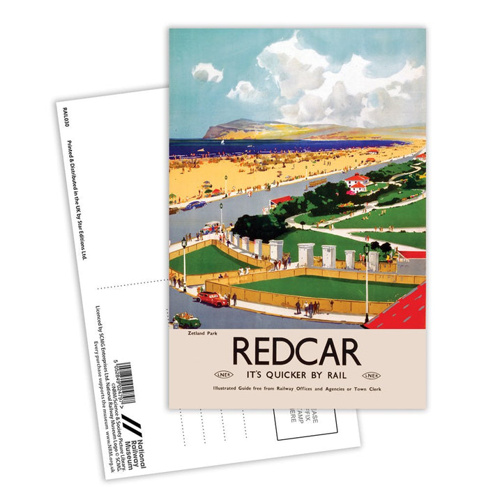 Redcar - It's Quicker By Rail Postcard Pack of 8