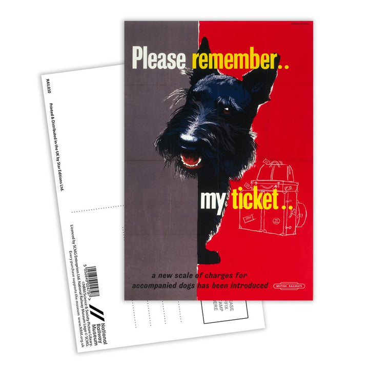 Please Remember My Ticket - Dog Postcard Pack of 8