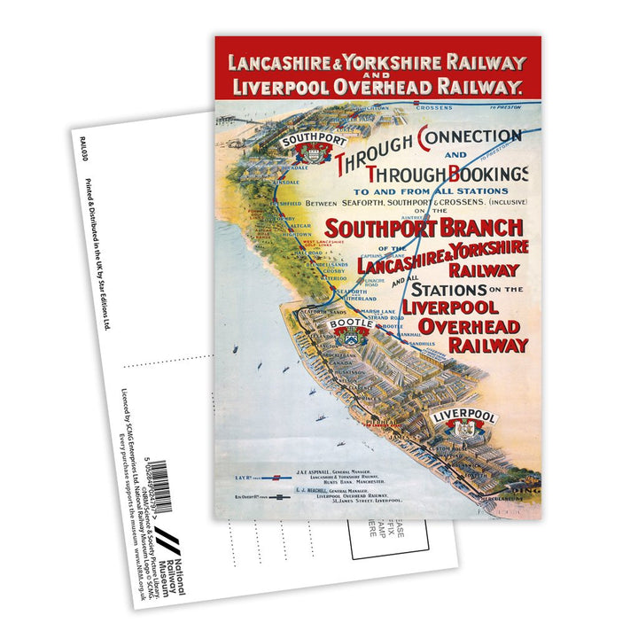 Lancashire and Yorkshire Railway, Southport - Bootle - Liverpool Postcard Pack of 8