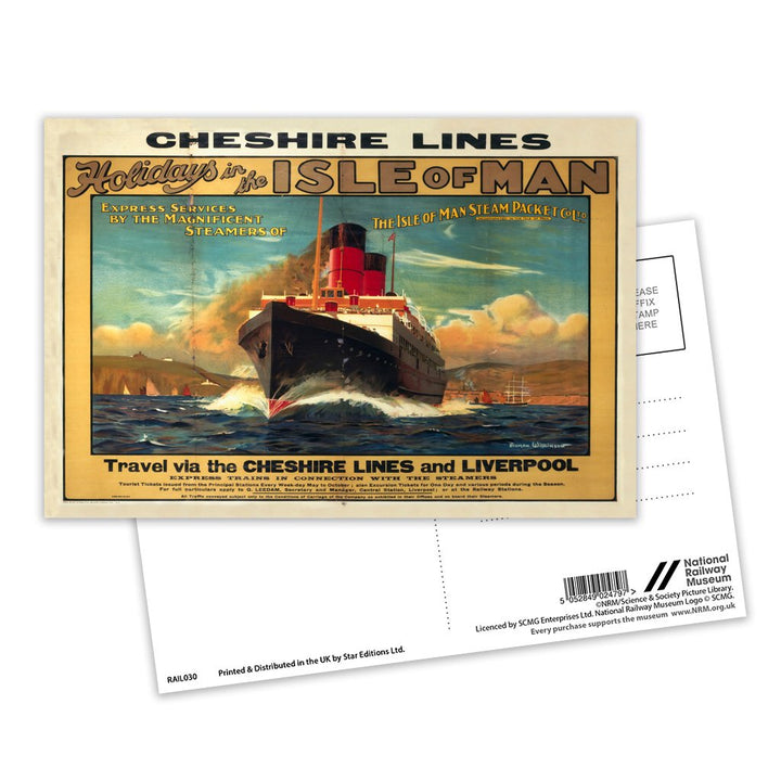 Holidays in the Isle of Man - Cheshire Lines Postcard Pack of 8