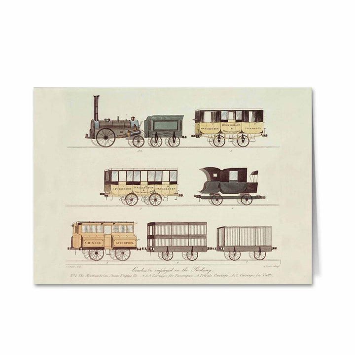 Coaches employed on the Railway - Drawing Greeting Card