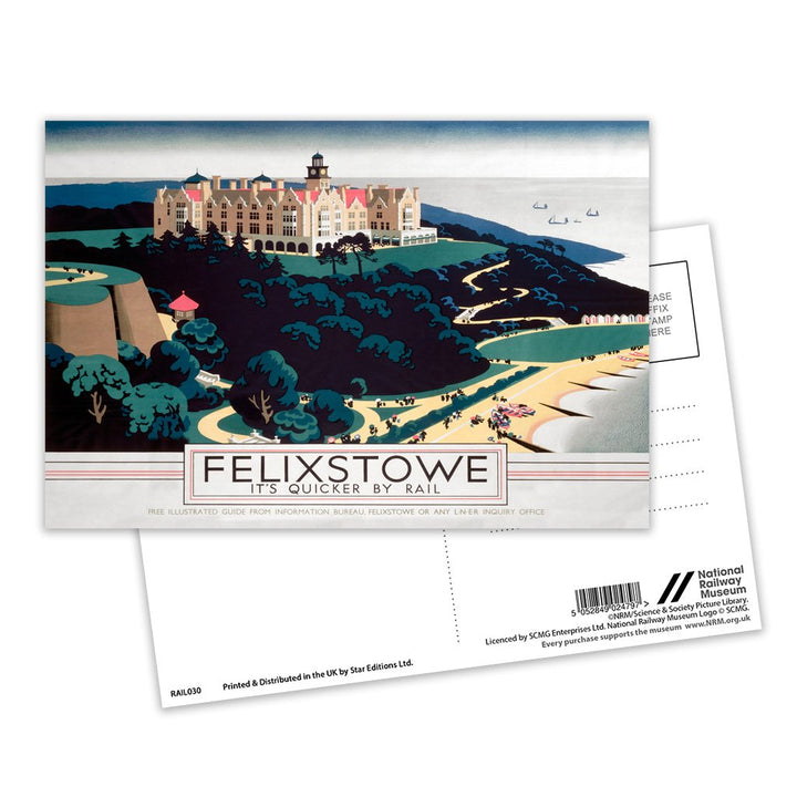 Felixstowe, It's Quicker By Rail Postcard Pack of 8
