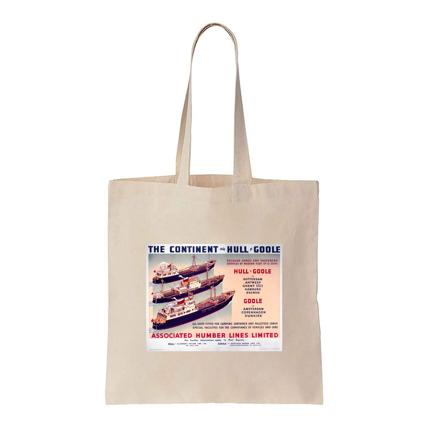 The Continent via Hull and Goole - Canvas Tote Bag