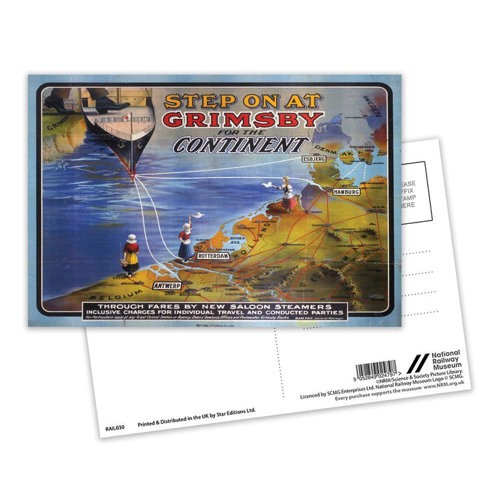 Step on at Grimsby for the Continent Postcard Pack of 8