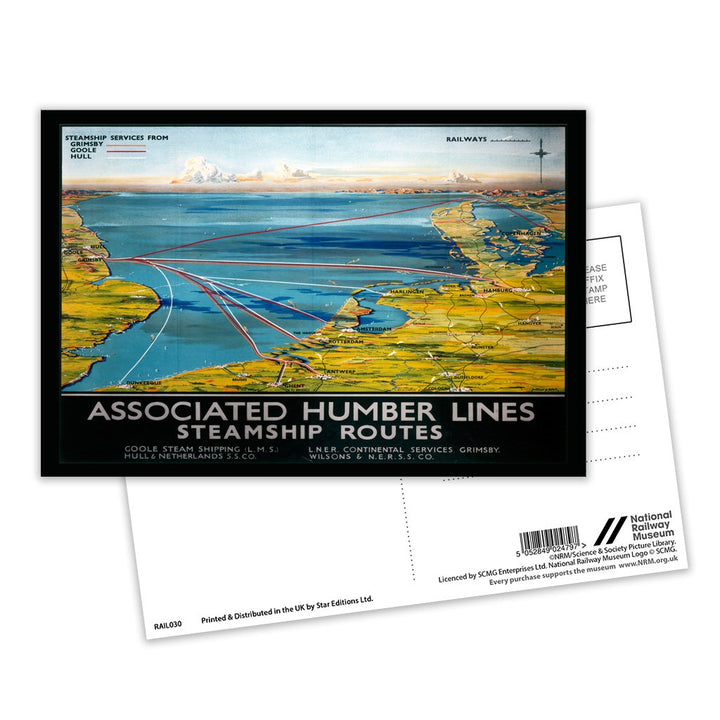 Associated Humber Lines Steamship Routes Postcard Pack of 8