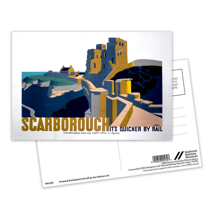 Scarborough, It's Quicker By Rail Postcard Pack of 8