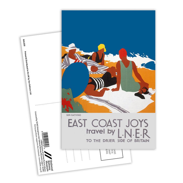 East Coast Joys No 2 Sun-Bathing Postcard Pack of 8