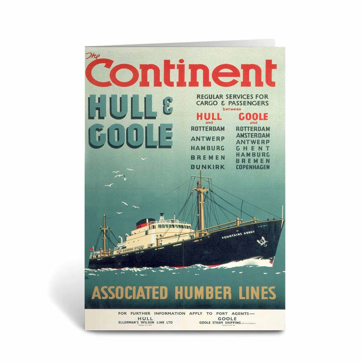The Continent via Hull and Goole Greeting Card