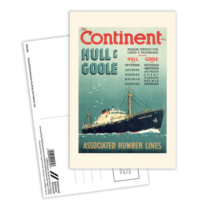 The Continent via Hull and Goole Postcard Pack of 8