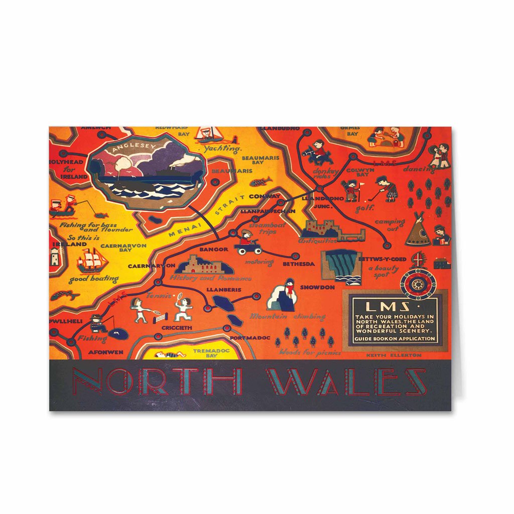 North Wales, Pictorial Map Greeting Card