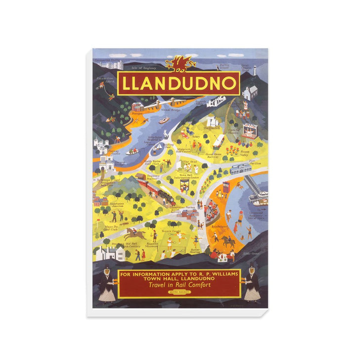 Llandudno - Pictorial Map - Canvas