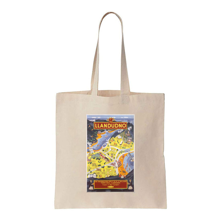Llandudno - Pictorial Map - Canvas Tote Bag
