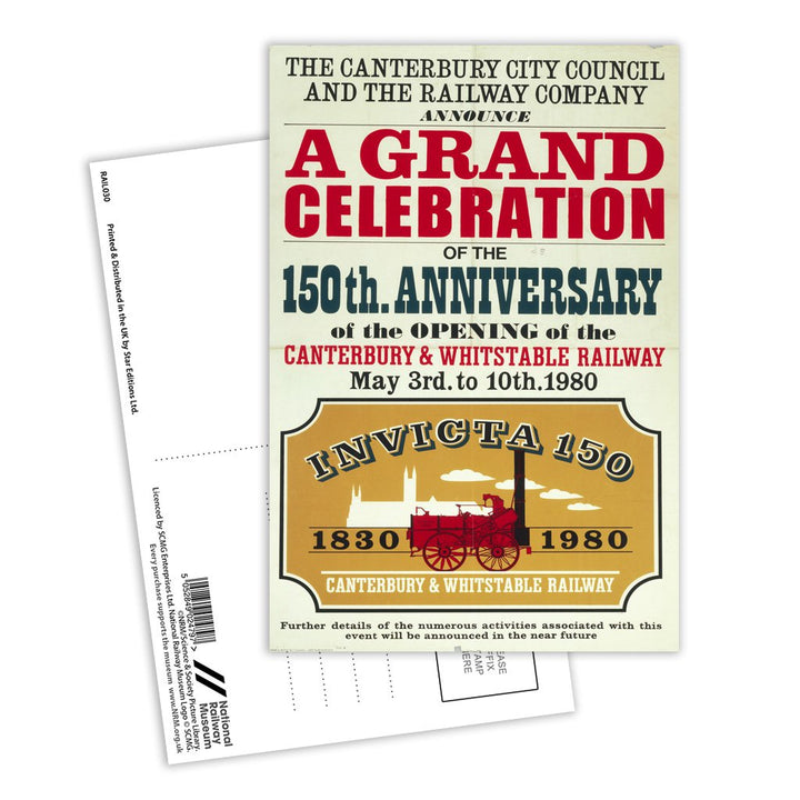 The 150th Anniversary of the Canterbury Railway Postcard Pack of 8