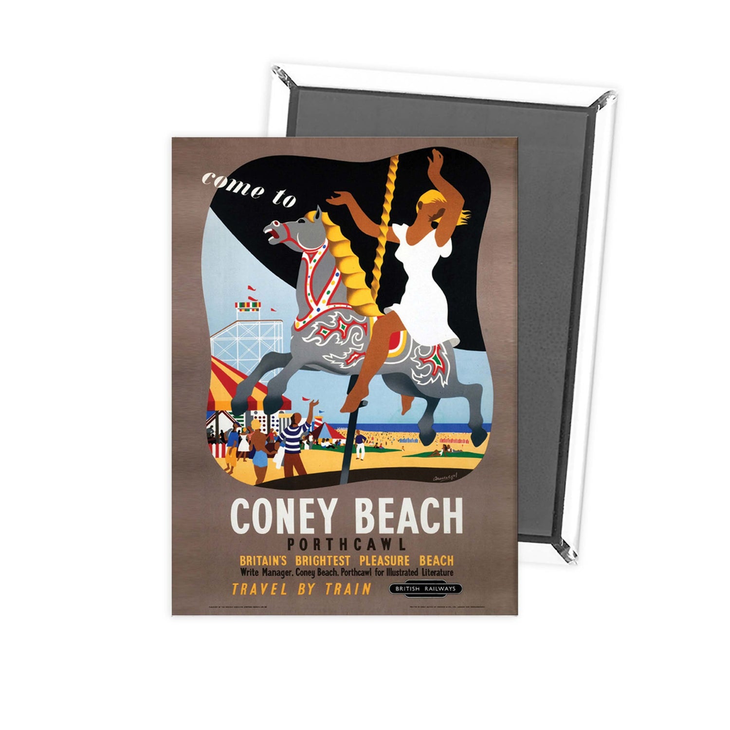 Coney Beach Porthcawl - Britain's Brightest Pleasure Beach - Carousel Fridge Magnet