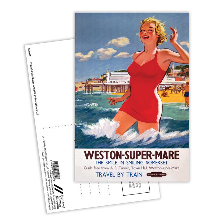 Weston-super-Mare - The smile in smiling Somerset - Girl in Red Postcard Pack of 8