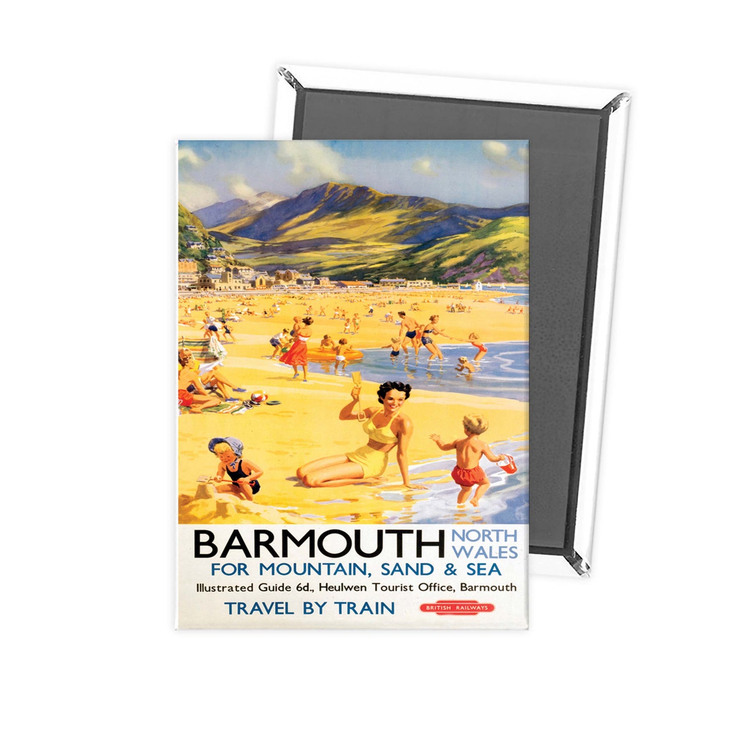 Barmouth North Wales for Mountain, Sand and Sea Fridge Magnet