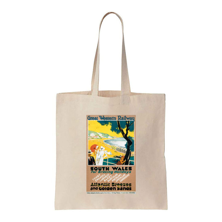 South Wales for Bracing Holidays - Atlantic Breezes and Golden Sands - Canvas Tote Bag