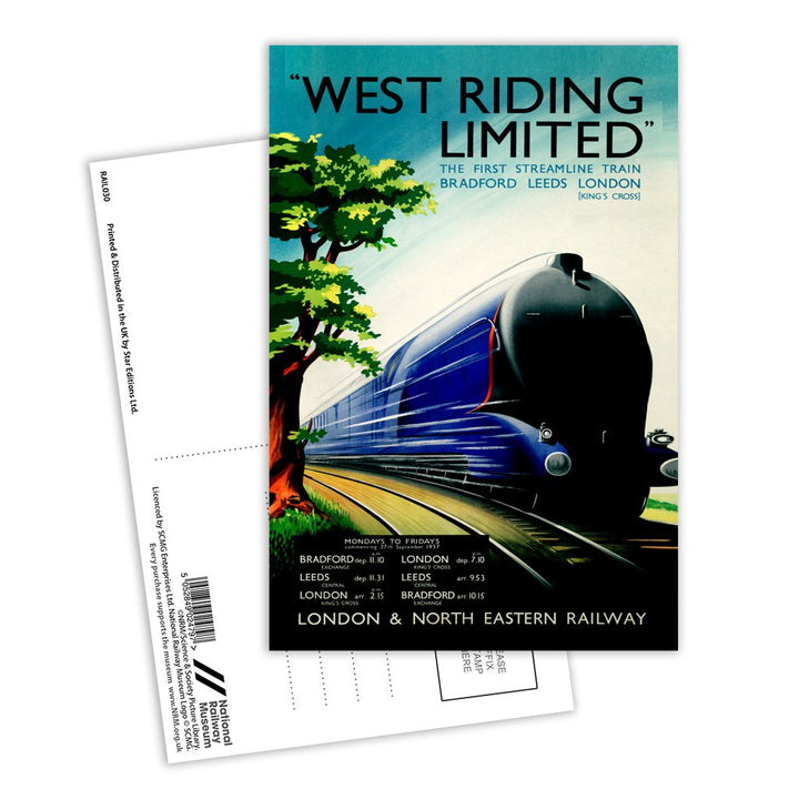 West Riding Limited - Steamline Train - Bradford, Leeds, London Postcard Pack of 8