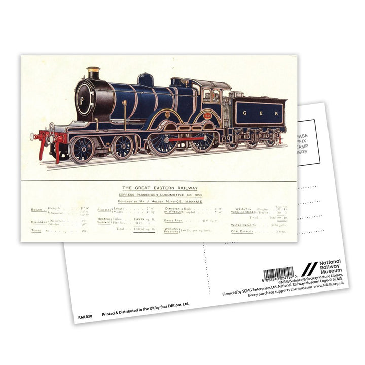 Express Passenger Locomotive, No.1853 - Great Eastern Railway Postcard Pack of 8