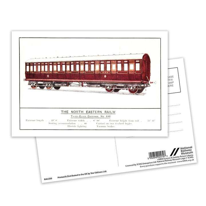 Third Class Carriage, No. 646 - North Eastern Railway Postcard Pack of 8