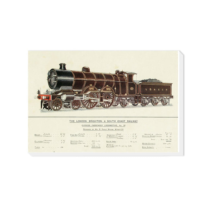 Express Passenger Locomotive, No.38 - London, Brighton & South Coast Railway - Canvas