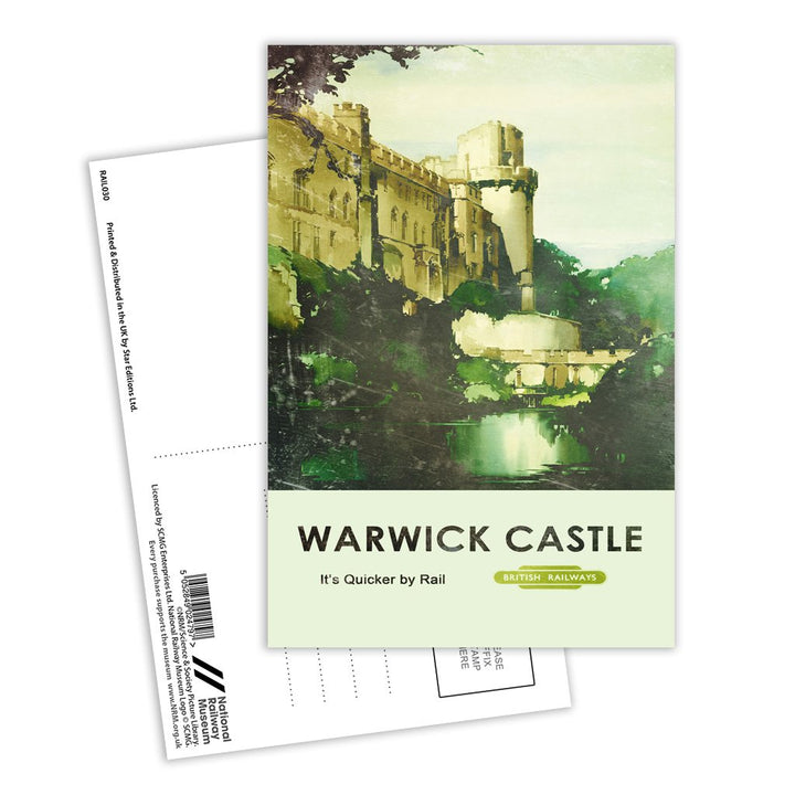 Warwick Castle - Quicker By Rail Postcard Pack of 8