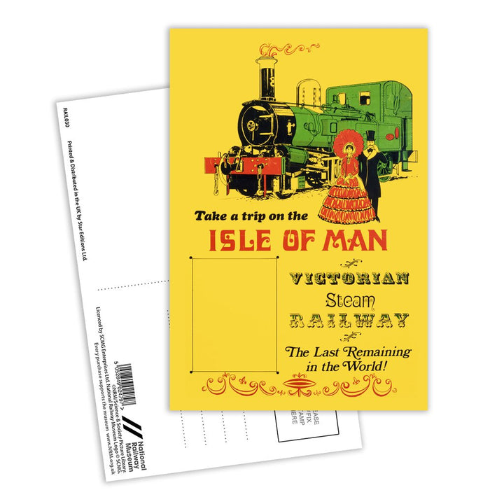 Isle of Man Trip - Victorian Steam Railway Postcard Pack of 8