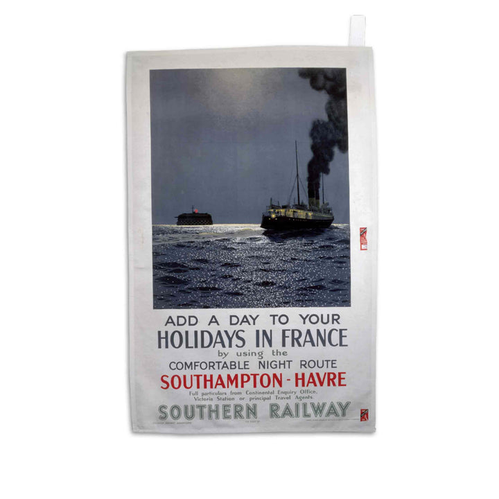 Holiday in France - Southampton to Havre Southern Railway - Tea Towel