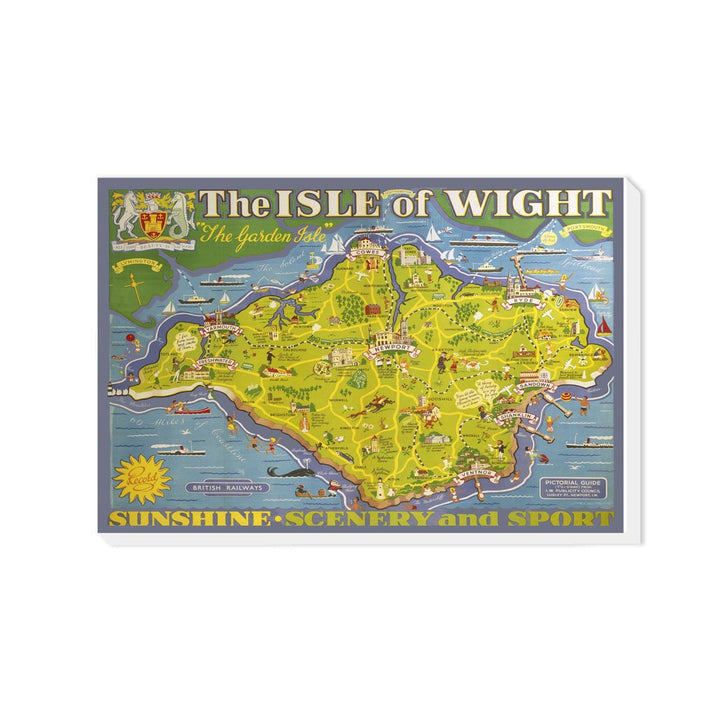 Isle of Wight - The garden Isle island Map - Canvas
