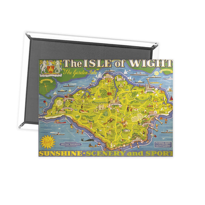 Isle of Wight - The garden Isle island map poster - Sunshine scenery and sport Fridge Magnet