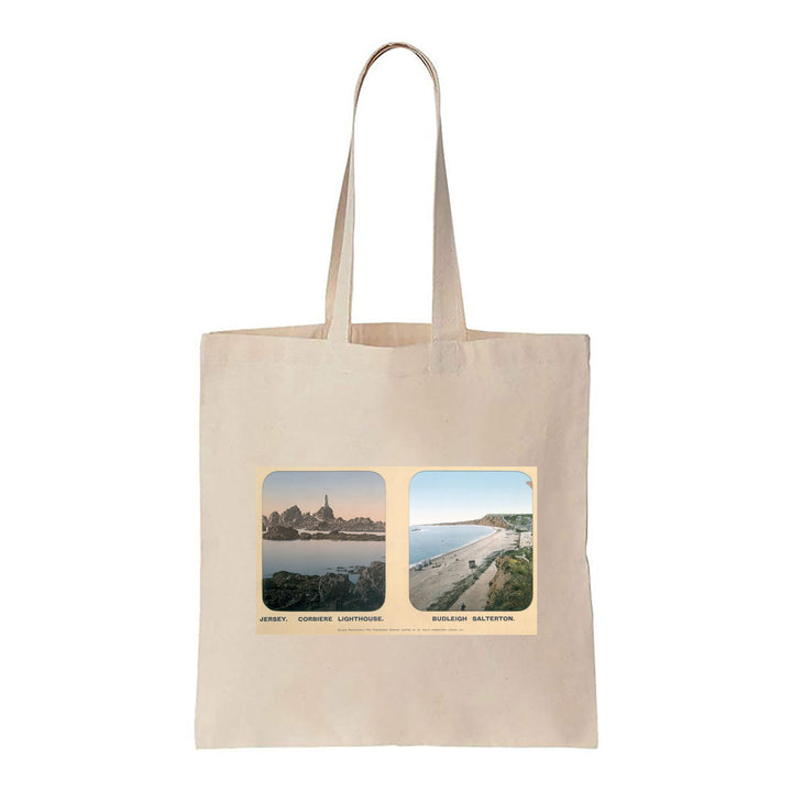Jersey, Corbiere Lighthouse and Budleigh Salterton - Canvas Tote Bag