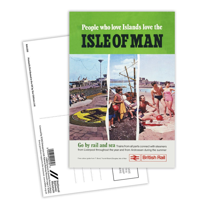 Isle Of Man, Go by Rail and Sea Postcard Pack of 8