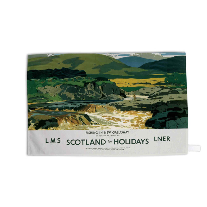 Fishing in New Galloway - Scotland for Holidays - Tea Towel