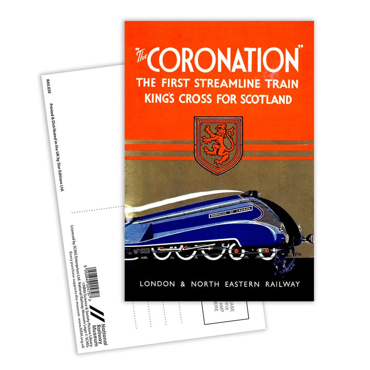 The Coronation Streamline Train - Kings cross for scotland Postcard Pack of 8