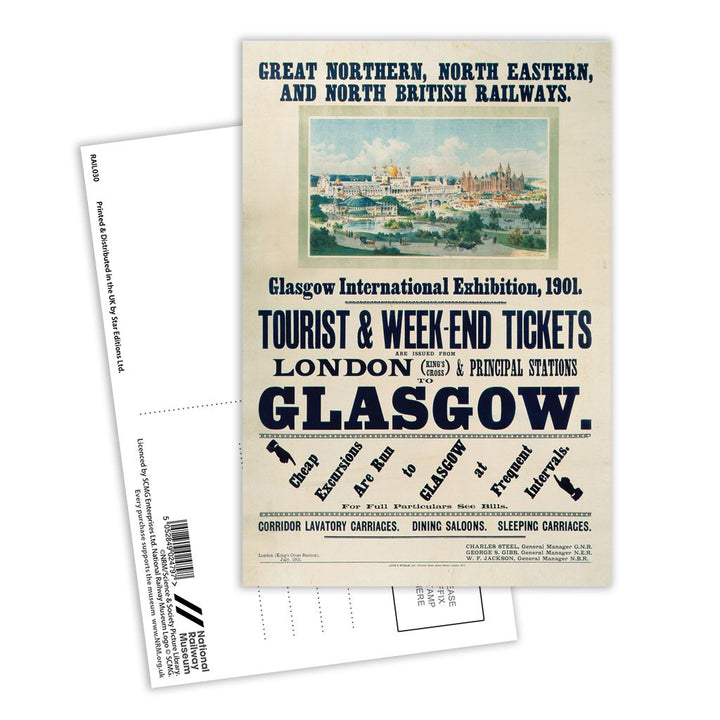 Glasgow international exhibition - 1901 London to glasgow British Railways Postcard Pack of 8
