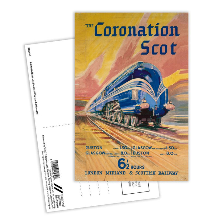 The Coronation Scott - 6 1/2 hour London midland and scottish railway Postcard Pack of 8