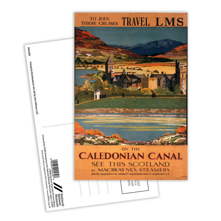 On the Caledonian canal - LMS Travel cruises Postcard Pack of 8